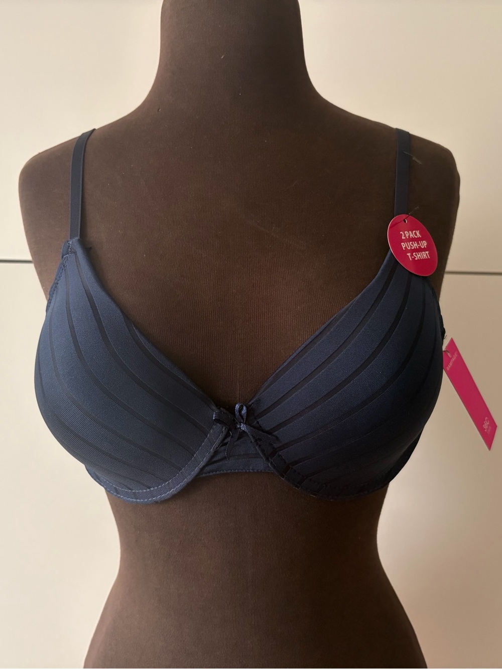 NWT 2-Pack Seamless T-Shirt Bras 36C – White & Navy Blue | Lightly Padded Underw